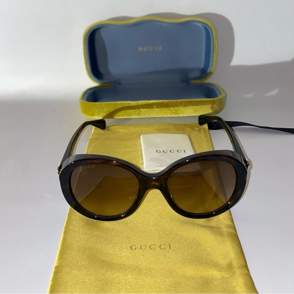 GUCCI Oversized Round Sunglasses Tortoise NEW in Box - Picture 4 of 16